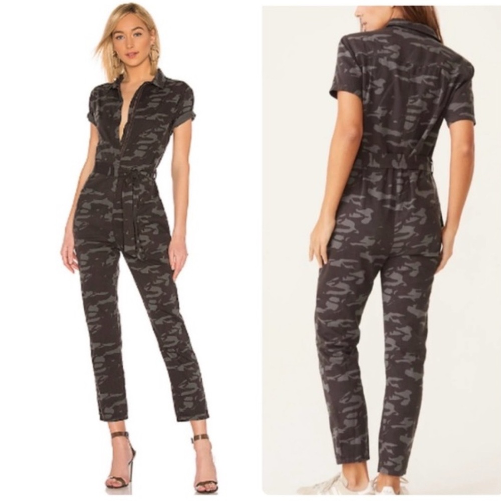 Monrow Black Camouflage Jumpsuit